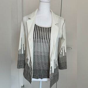 Basler 2 Piece Elegant Cream and Gray Women's Tank &  Sweater Blazer.